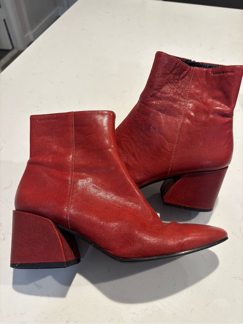 Vagabond Red Leather Ankle Boots